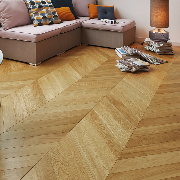 Parquet chêne contrecollé - Point de Hongrie - 14 mm