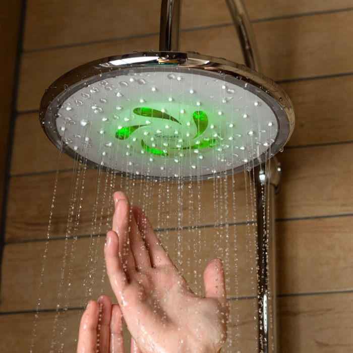 Pomme de douche Connectée &amp; économie d ́eau, YUCCA Sarodis &amp; Hydrao Inside