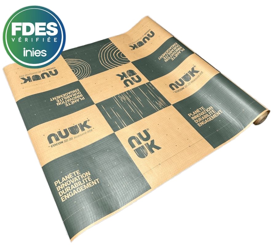 Nuuk – Écran pare-vapeur ECORESPONSABLE pour combles aménagés, combles perdus et murs avec revêtement ventilé Sd 20 m Biosourcé65%