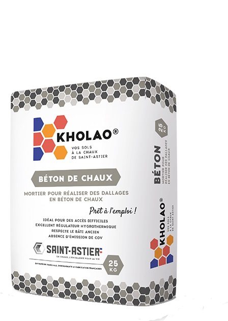 KHOLAO Béton de chaux - Mortier prêt à l'emploi pour la réalisation des dallages en béton de chaux (25 kg)